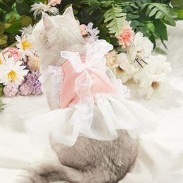 Cat Costumes Dress Adorable Pleated Hem Pretty Pet Tutu Skirt Bride Costume For Small Dog Girl