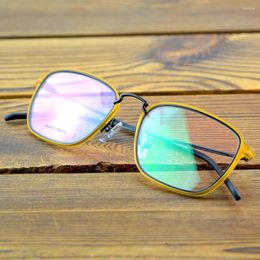 Sunglasses Frames Fashion Square Lightweight Yellow TR90 Frame Titanium Alloy Non-slip Temple Delicate Hinge Optical Spectacle