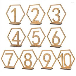 Party Decoration 10 Pcs Woodsy Decor Table Number Holders Weddings Dining Wedding Supplies Wooden Hexagon Numbers Bride