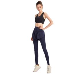al yoga women New Yoga Pants Cross border Fake Two Piece Quick Drying Tight High Waist and Hip Lifting Sports Fitness Pants