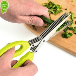 New Stainless Steel Knives Multi-Layers Kitchen Onion Scissors Scallion Cutter Herb Laver Spices Cook Tool Accessories