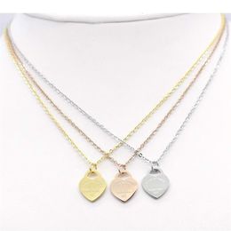 Jewerly Stainless Steel 18K Gold Plated Necklace Short Chain Silver Heart Necklace Pendant Locket Necklaces Chains For Women Coupl304k