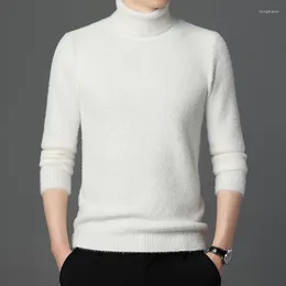 Men's Sweaters Sweater Imitation Mink Turtleneck Winter Fleece Lined Padded Warm Keeping Slim Fit Base Cardigan Trendy Men