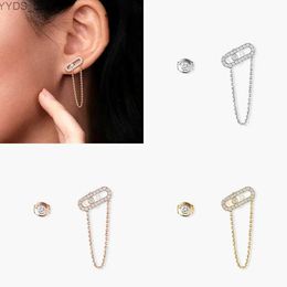 Stud 2023 New Products Fashion French Jewelry. 925 Sterling Silver Asymmetric Women's Earrings. MOVE UNO Series Ear Chain YQ231107