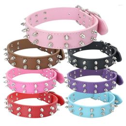 Dog Collars Cats Leather Spiked Studded Anti-bite Collar Adjustable PU Pet Cat Training Supply