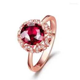 Cluster Rings Hollow Out High End Simulated Ruby Full Diamond Colourful Open Ring Girl
