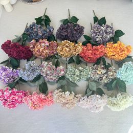 5 Heads Hydrangea Artificial Silk Flowers 19 Colors 52cm Fake Hydrangea for Family Wedding Party Birthday New Year Valentine Home Flower Decoration