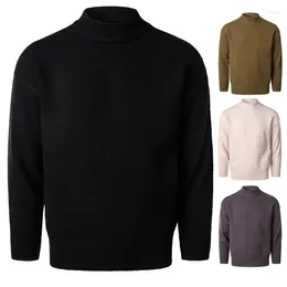 Men's Sweaters 2023 Winter Youth Solid Half High Neck Loose Underlay Sweater With Off Shoulder Sleeves Casual