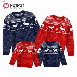 Suéteres femininos natal família combinando cervos gráfico suéter de malha de manga longaL231107