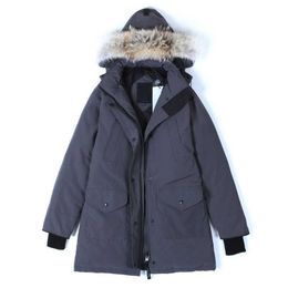 Womens Canadian Down Jacket Parkers Winter Mid-length Over-the-knee Hooded Thick Warm Gooses Coats Female Udp2