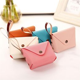 Wholesale cute mini coin purses with keychain candy color pu coins credit card wallet for ladies small leather coins purses DF163