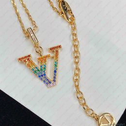 Pendant Necklaces Pretty Gold Color Drill Alphabet Necklace. Valentine's Day Bride High-end Brand Designer Jewelry.
