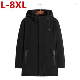 Men's Down High Quality Plus Size 8XL 7XL 6XL 5XL Winter Jacket Men Zipper Cotton Clothes Electric Heating Keep Warm Hat Removable