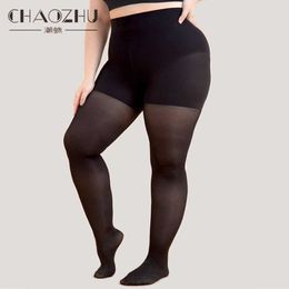5 PC Sexy Socks CHAOZHU EU US Women Black 40D Transparent Tight Pantyhose S-3XL 100KG Fit Large Plus Size Silk Stocking OL Anti-snagging Z0407