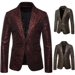 Men's Suits 2023 Latest Burgundy Shiny Blazers Slim Fit Graduation Party Prom Jackets For Men Night Club Stage Suit Tops Dress Tuxedo