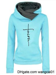 Women's Hoodies Sweatshirts Autumn Winter Hoodies Sweatshirts Women Faith broidered Sweatshirt Long Seve Pullovers Christmas Casual Warm Hooded Tops 0407H23