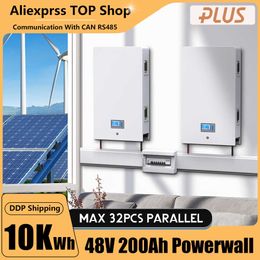 LiFePO4 Battery 48V 200Ah 10Kw Powerwall 51.2V Built-in BMS Parallel 320Kw With CAN RS4856000 Cycles For Solar 10 Year Warranty
