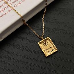 Pendants VENTFILLE 925 Sterling Silver Geometry Letter Square Necklace For Women Girl Lucky Design Simple Jewelry Gift Drop