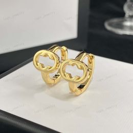 18k Gold Designer Earrings New Style Hot Sale High Quality Brass Material Double Alphabet Mini Hoop Huggie Valentines Day Christmas Gifts Wholesale