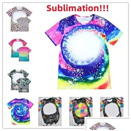 Party Decoration Sublimation Bleached Shirts Heat Transfer Blank Bleach Shirt Polyester Tshirts Us Men Wome Dhbnu