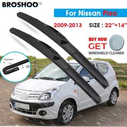 Windshield Wipers Car Wiper Blade For Nissan PIXO 22"+14" 2009 2010 2011 2012 2013 Windscreen Windshield Wipers Blades Window Wash Fit U Hook Arms Q231107