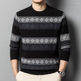 Men's Sweaters High Quality Sheep Wool Knitted Sweater Warm Pullover Clothing Half Turtleneck Knit Fashion Jacquard Male Clothes