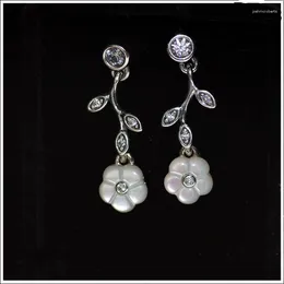 Dangle Earrings Luminous Florals Flower Drop Paved Zircon 925 Sterling Silver For Women Jewellery Clear CZ Long