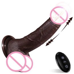 Massager Aav 9.5 Inch Dildos for Women Thrusting Dildo Vibrator Black Big Penis Realistic Vibrating with Strong Suction Cup