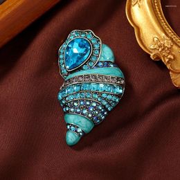 Brooches Blue Conch Drop Oil Set Rhinestone Vintage Brooch Coat Large Clothing Accessories For Men And Women