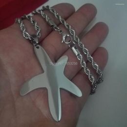 Pendant Necklaces Large 2'' Women Men Stainless Steel Starfish Shape Necklace 4mm 22'' Rope Chain Fashion Jewelry