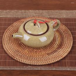 Table Mats 6 Size Rattan Weave Cup Mat Set Drink Coasters Round Pot Pad Dish Porta Copos Placemat Home Decoration Insulation Handmade