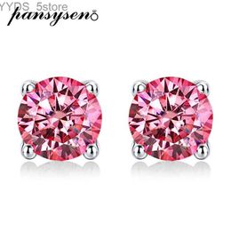 Stud PANSYSEN Top Quality 2CT Moissanite Earrings 18K White Gold Plated Stud Ear Jewelry for Women 925 Sterling Silver Wedding Gift YQ231107