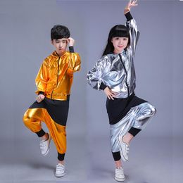 Clothing Sets Children Stage Clothes Modern Jazz Sweatshirt Hip Hop Dance Perform Trackingsuit Suit Costume For Girls Boys 4
