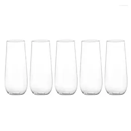 Wine Glasses 5PCS Plastic Champagne Cup Cocktail Clear Goblet Cups Beverage Drinking Flute Bar Martini Stemless Globlet Red Toasting