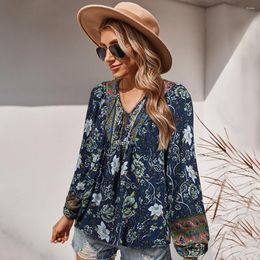 Women's Blouses Retro Bohemian Style Blouse Woman Tops Blusas Spring Autumn Long Sleeve Shirt Top
