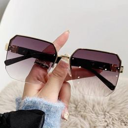 Sunglasses Half Frame Gradient For Women Men Fashion Trend Design Summer Square Sun Glasses Vintage Classic Unisex Eyewear 2023