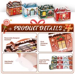 Christmas Decorations Treat Boxes Plaid Santa Elf Snowman Elk Gingerbread Xmas Cardboard Present Candy Cookie With Handles Holiday Par Ot5Sk