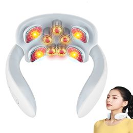 Back Massager Intelligent Back and Neck Massager Tool Shoulder Massager Cervical Vertebra Healthcare Vibrator Heat Relieve Pain Muscles 230406