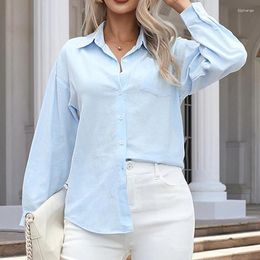 Women's Blouses Fashion Long Sleeve Cotton Shirt Loose Casual Office Ladies Autumn Solid Elegant Blouse Women Tops Clothing 29307