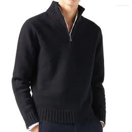 Men's Sweaters Color Long Sleeved Tops Male Casual Daily Warm Coats Winter Men Turtlenecks Half Zipper Knitwear Spring Pullovers Solid