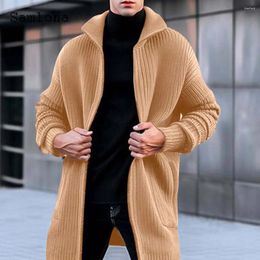 Men's Sweaters Samlona 2023 Knitting Winter Warm Cardigans Mens Turtleneck Top England Fashion Knit Sweater Men Long Trench Coats