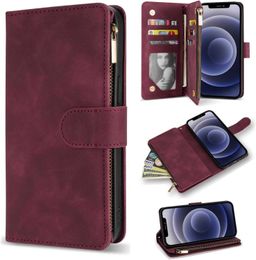 Phone Case Wallet Case With Card Slot Premium Soft PU Leather Zipper Flap Folio Wallet With Wrist Strap Kickstand IPhone Wallet Case