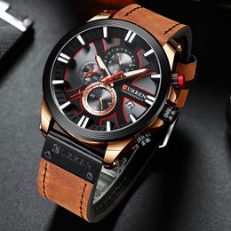 Wristwatches Big Dial Men's Watches Chronograph Sport Men Watch Creative Design Fashion Date Male Leather Clock Wristwatch Mens 2023