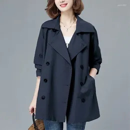 Women's Trench Coats Spring Coat Women Windbreaker Autumn Double Breasted Fashion Loose Khaki Navy Blue Cardigan Jacket Outerwear Female