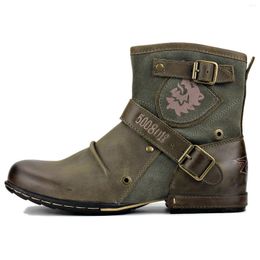 Boots 2023 OTTO ZONE England Western Genuine Leather Mens Motorcycle Ankle Men's Casual 5008-1-L