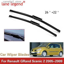 Windshield Wipers Car Wiper Blade For Renault GRand Scenic 2 26"+22" 2005-2009 Auto Windscreen Windshield Wipers Blades Window Wash Fit Hook Arms Q231107