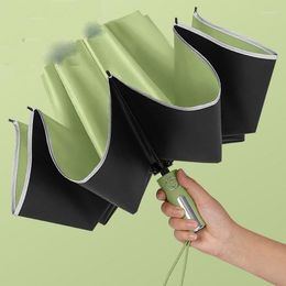 Umbrellas Automatic Folding Strong Umbrella For Men Women Windproof 10Ribs Reverse Wind Resistant Trip Inverted Rain