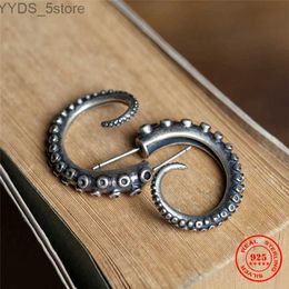 Stud MKENDN Punk Style Jewellery S925 Silver Cool Octopus Cl Tentacles Ear Stud For Men And Women Anti-Allergy Stud Earrings Femme YQ231107