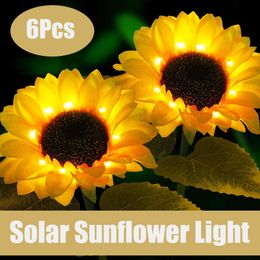 Lawn Lamps Outdoor Solar Sunflowers Lamp Smart Sense Garden Lights Yard Wedding Thanksgiving Decor Light Waterproof LED Lawn Light P230406