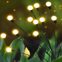 Lawn Lamps 2PC Solar Outdoor Light LED Firefly Lamp Garden Decoration Waterproof Garden Home Lawn Fireworks Light Floor New Year Christmas P230406